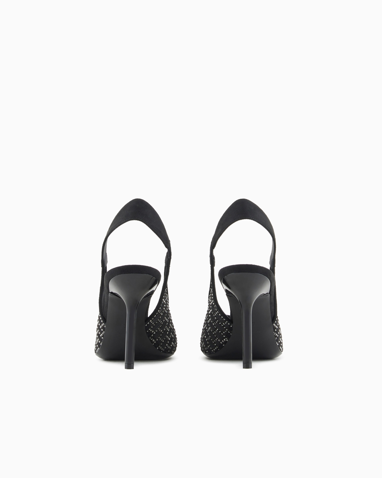 Pointed slingback court shoes with graphic rhinestone pattern - 4