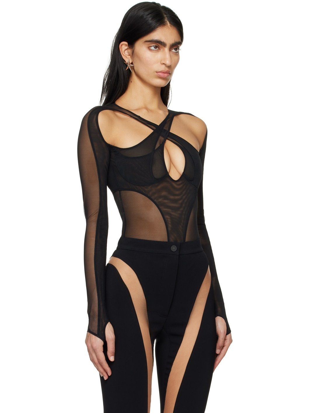 Black Criss-Crossed Bodysuit - 2