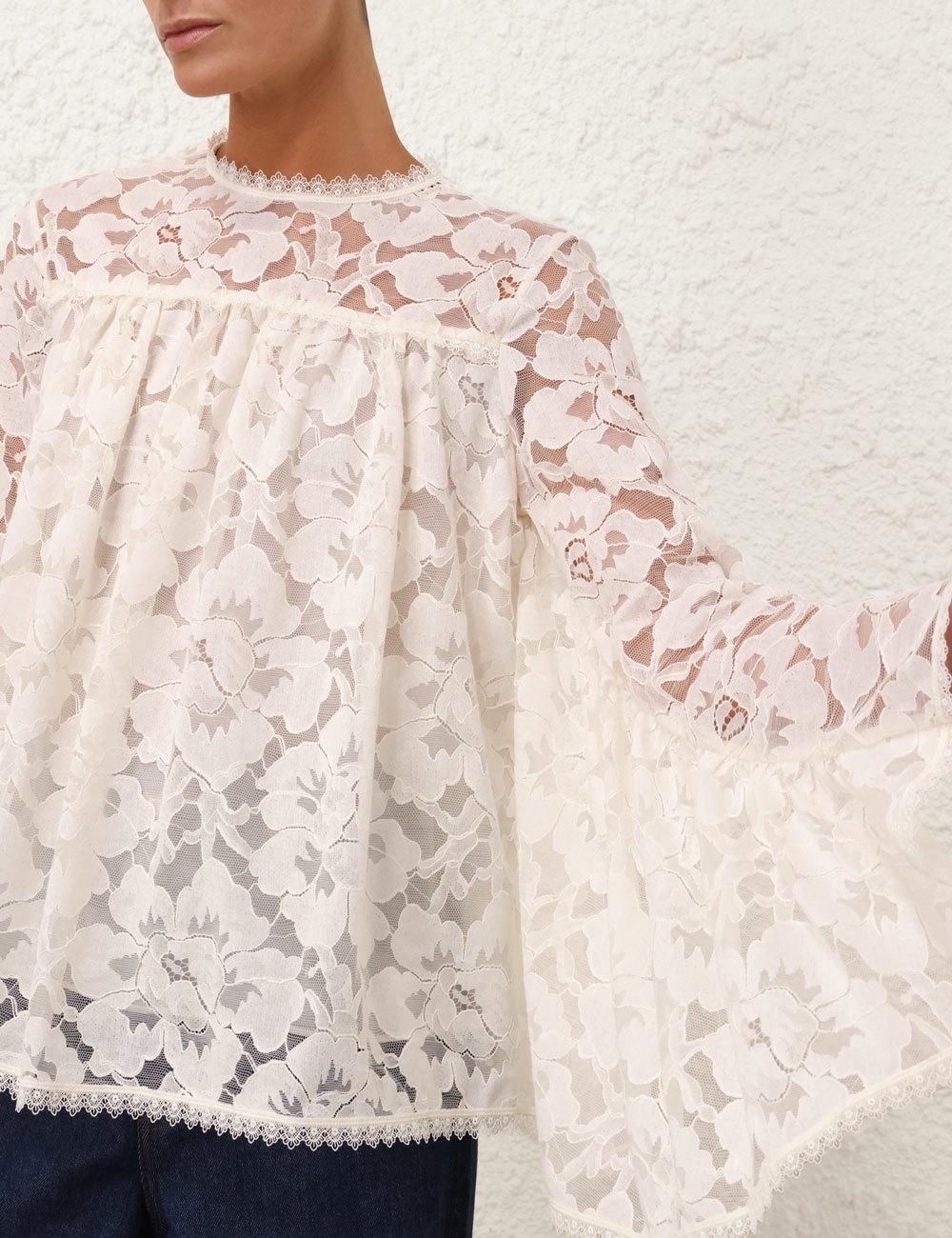 ILLUMINATE LACE GATHERED TOP - 5