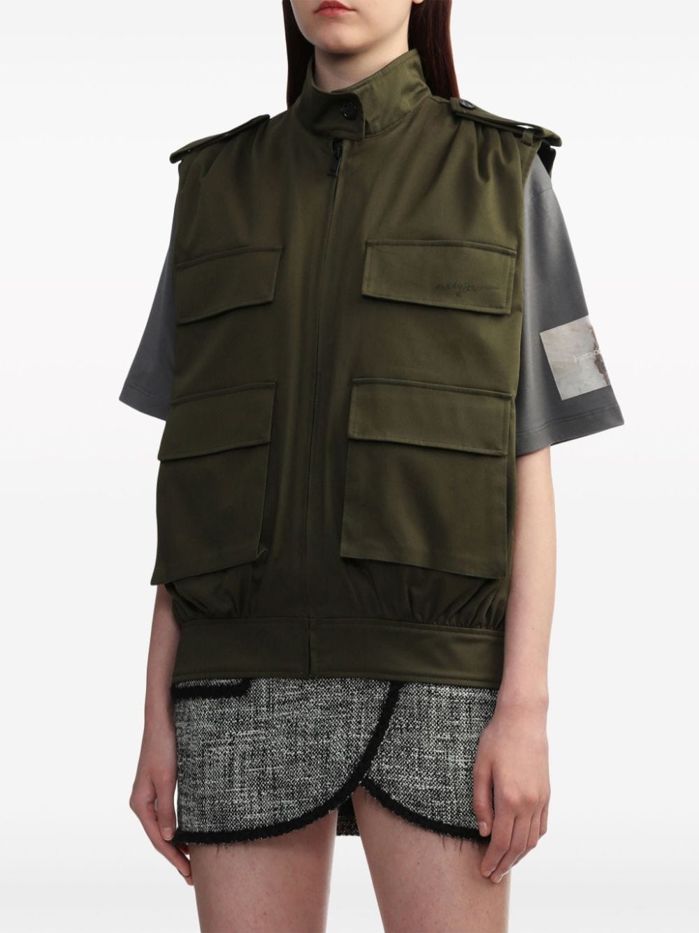 logo-embroidered cotton gilet - 3