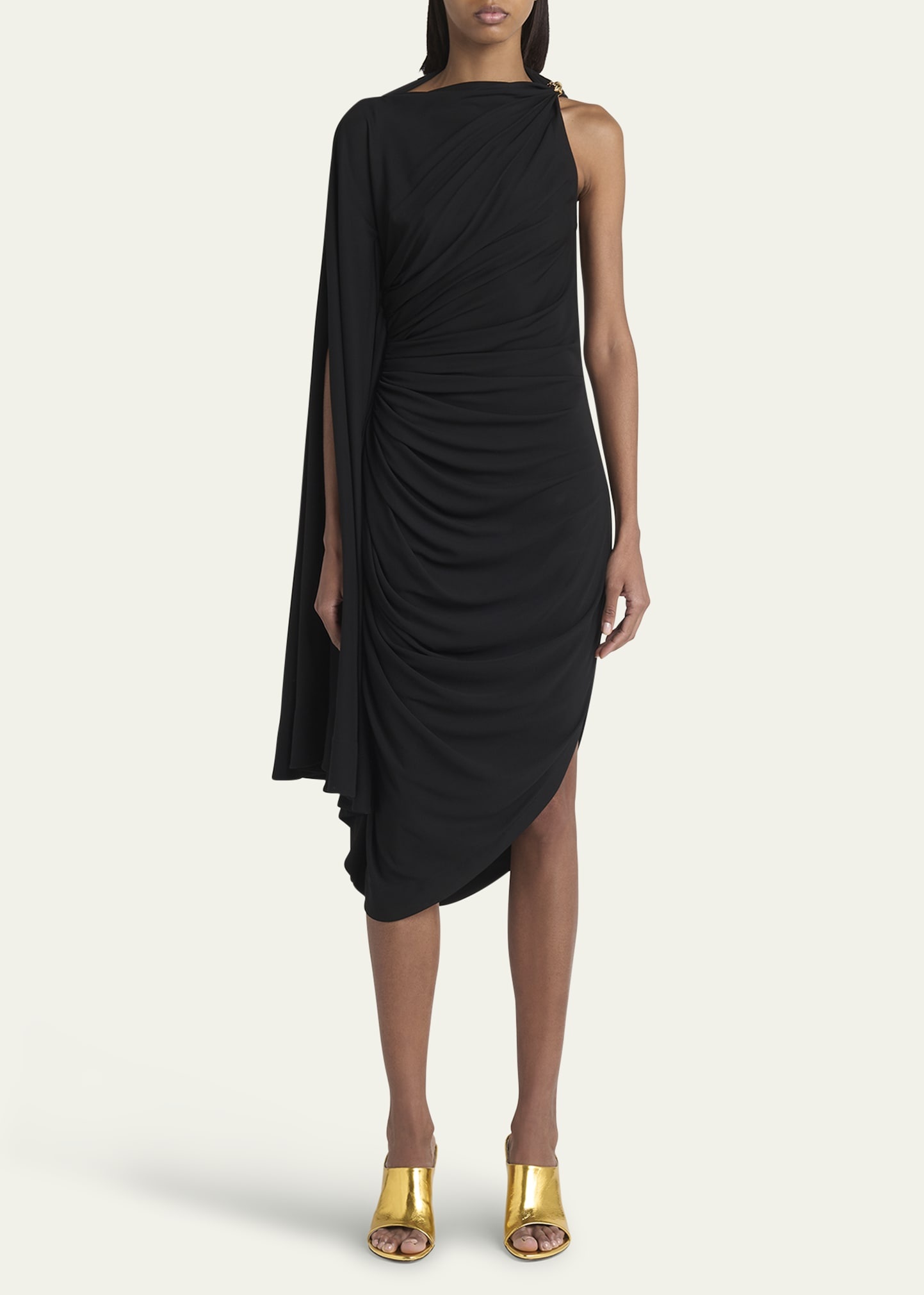Frog Draped Matte Viscose Jersey Cape Dress - 2