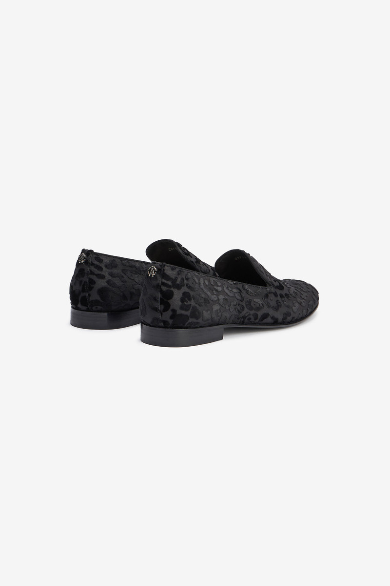 Roberto Cavalli Black slippers with Jaguar skin print outlook