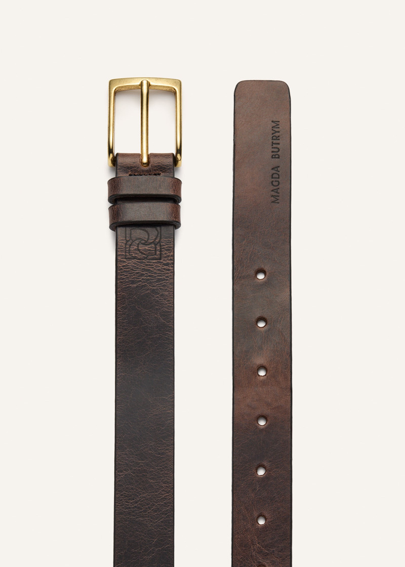 MAGDA BUTRYM Patina burgundy leather belt with gold buckle outlook