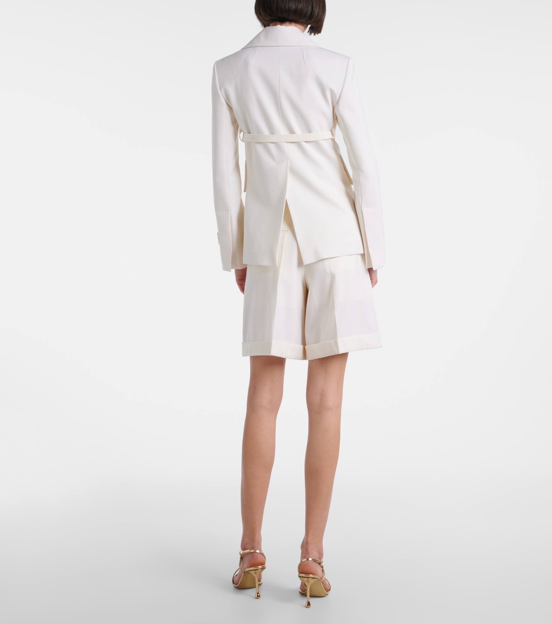 Double-breasted belted wool-blend blazer - 3