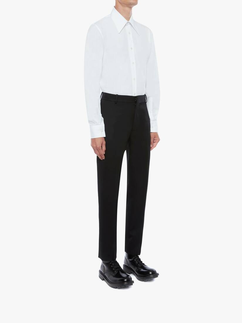 Japanese Barathea Wool Cigarette Pants in Black - 4