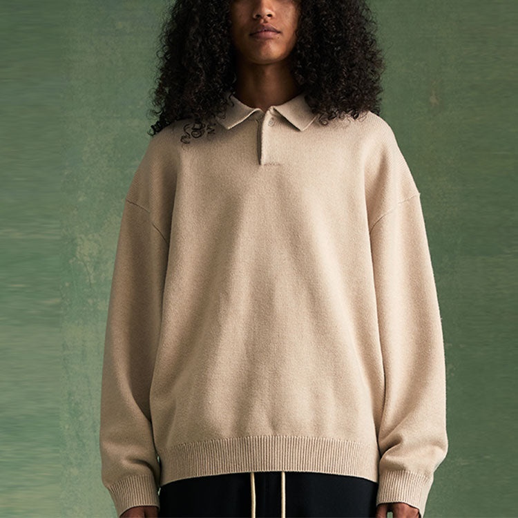 Fear of God Essentials FW23 Knit Polo Shirt 'Gold Heather' 192BT232183F - 5