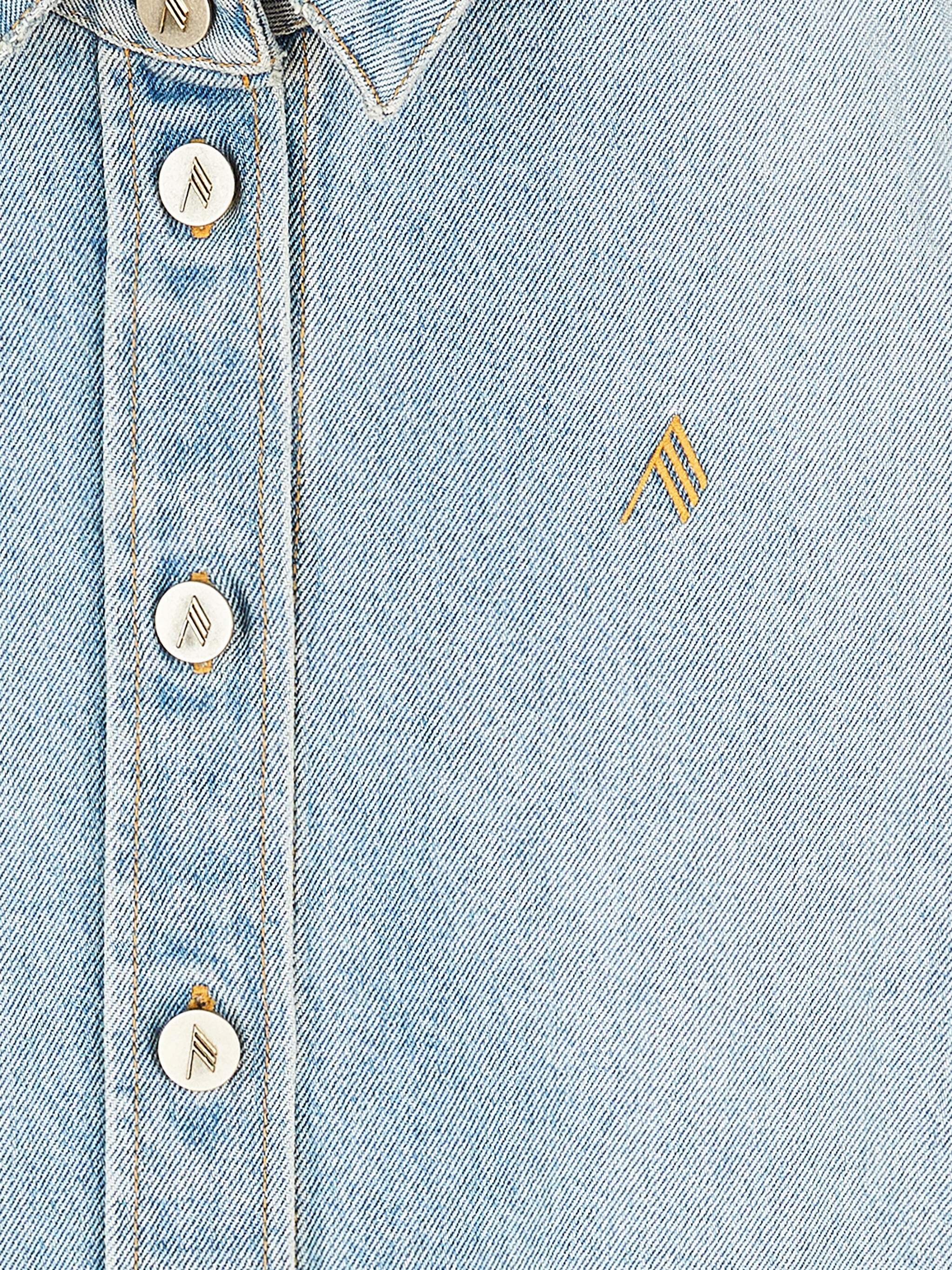 LIGHT BLUE DENIM SHORT COAT - 4