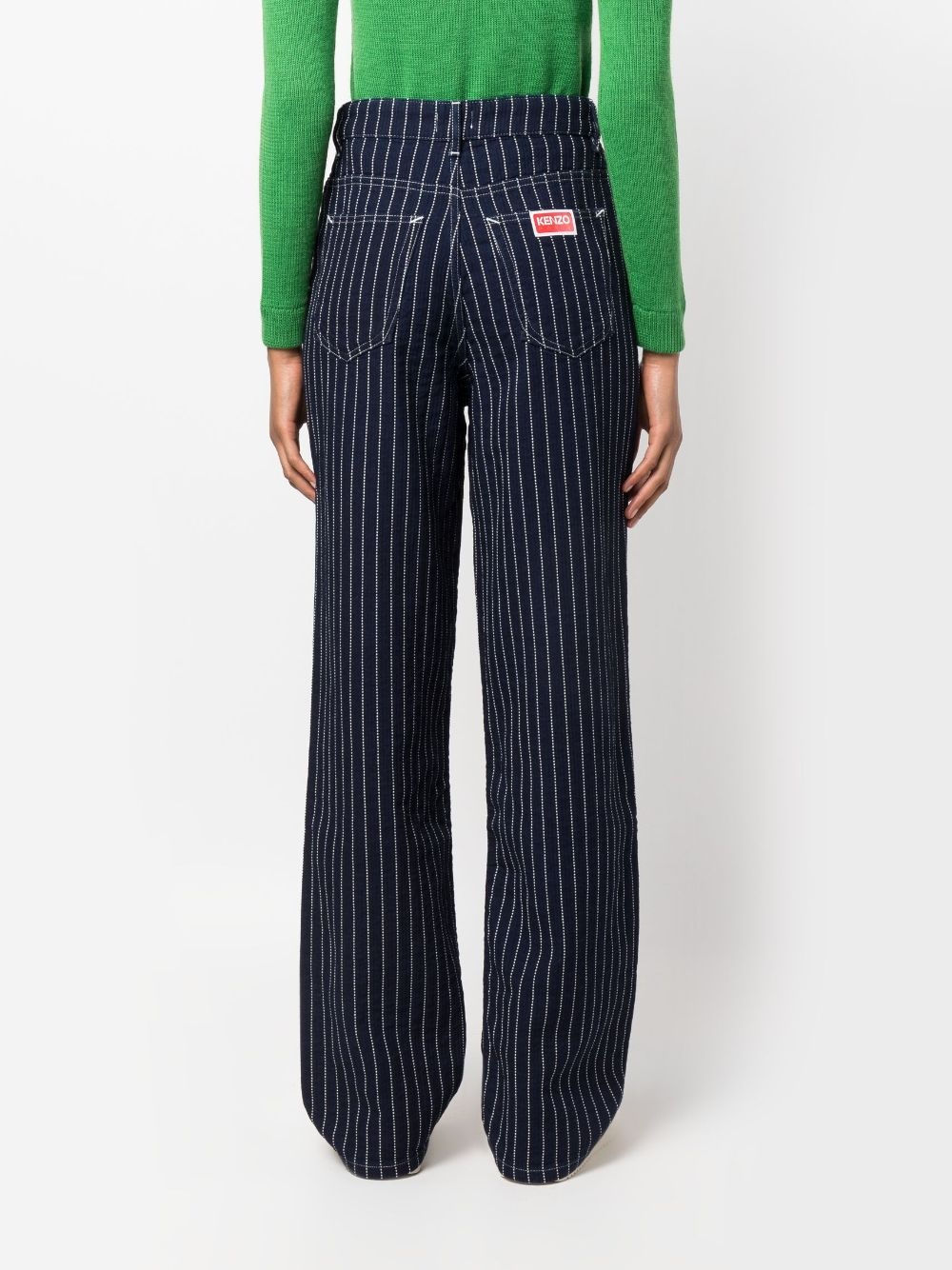 stripe-print straight-leg trousers - 4