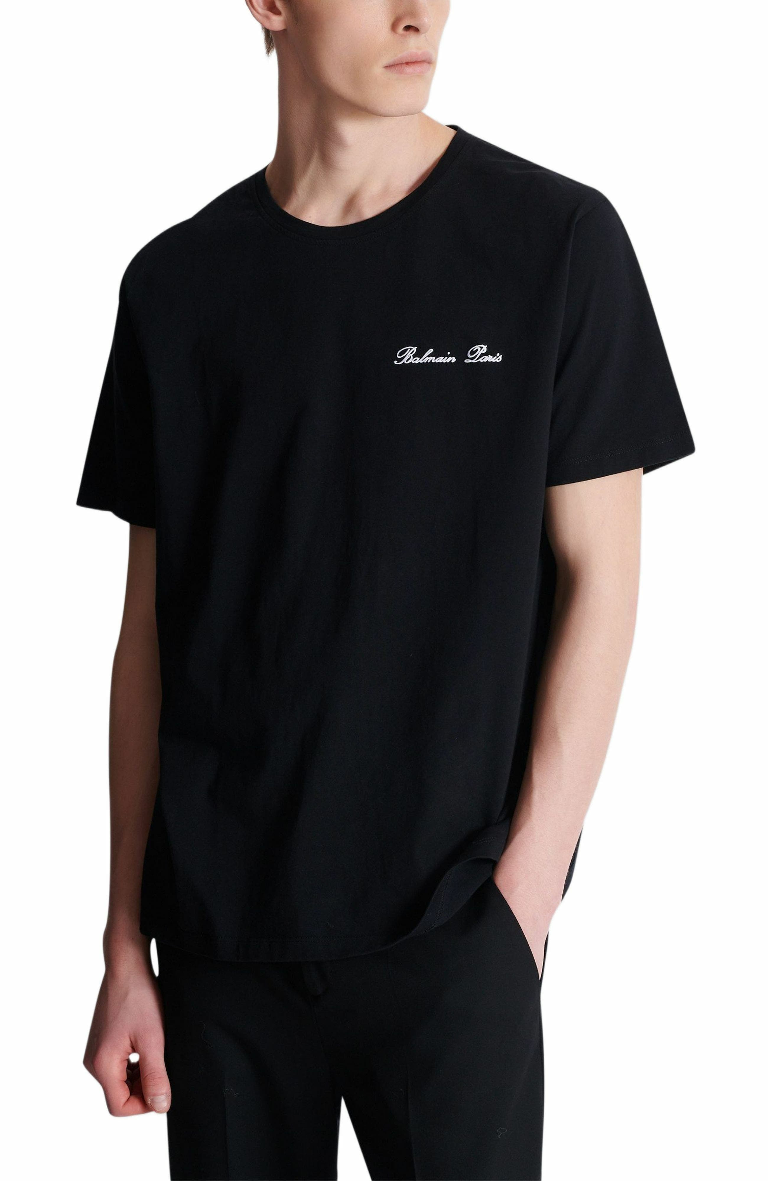 Embroidered Balmain Signature T-shirt in Black at Nordstrom - 5