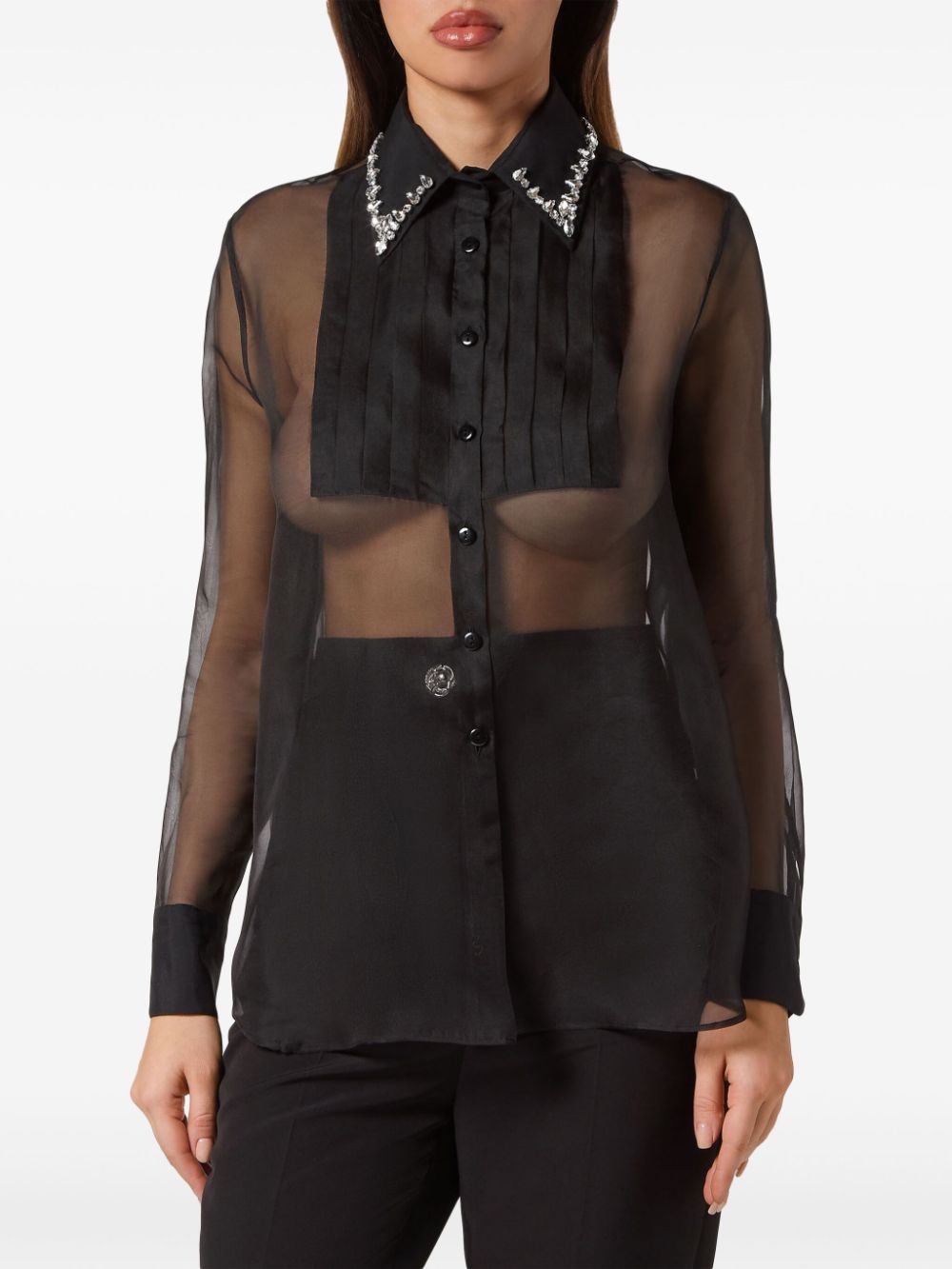 embellished long-sleeve shirt - 3