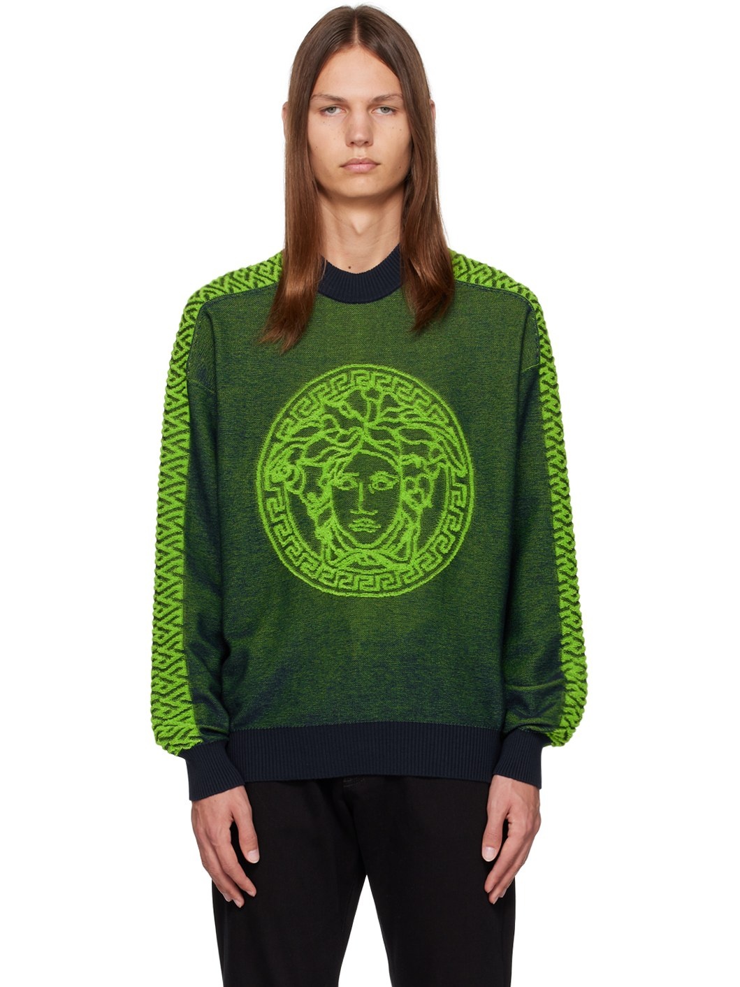 Green & Navy La Greca Medusa Sweater - 1