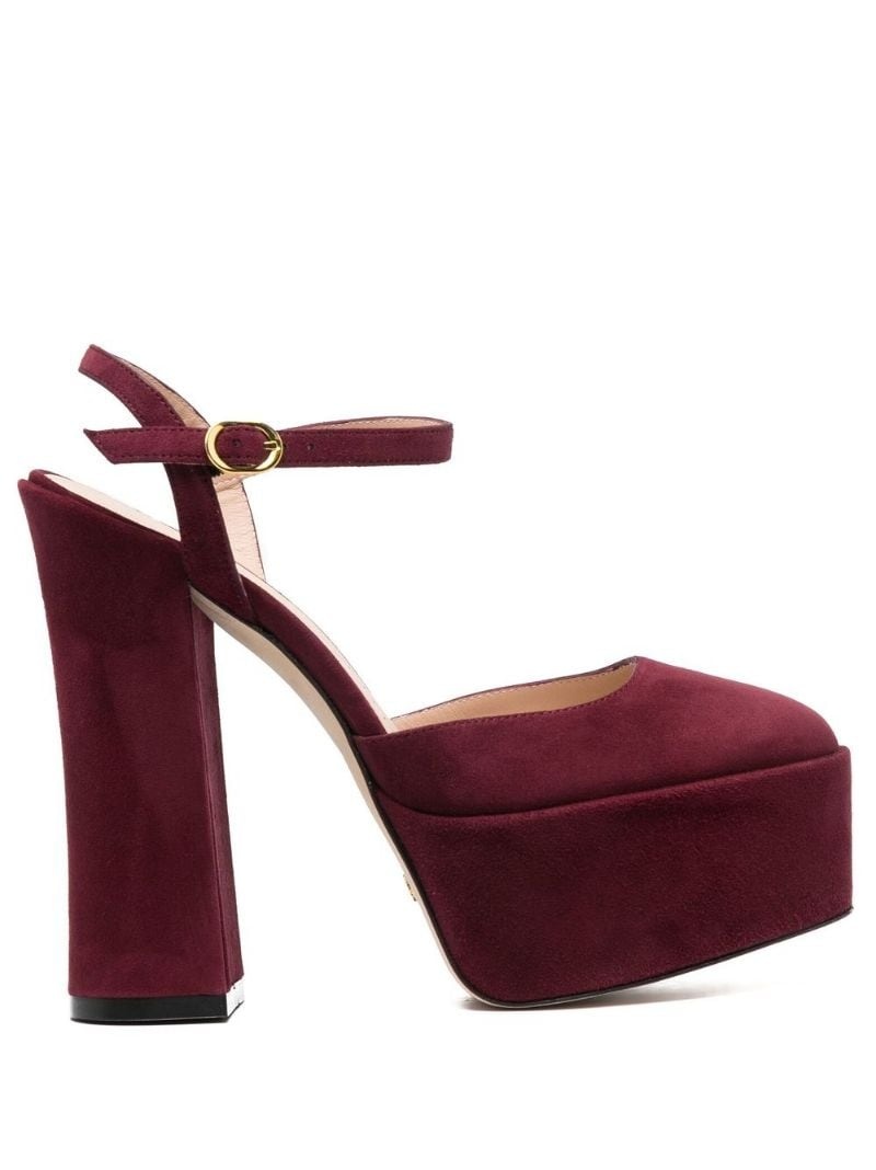 square-toe 115mm suede platform pumps - 1