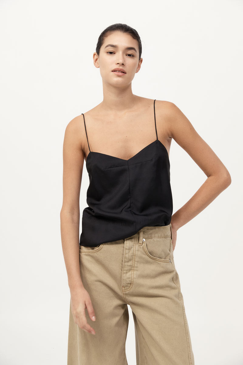 Silk Twill Cami - Black - 2