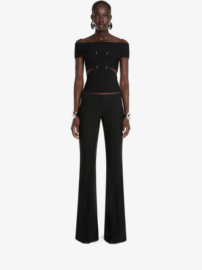 Alexander McQueen Women's Off-the-shoulder Slashed Top in Black outlook