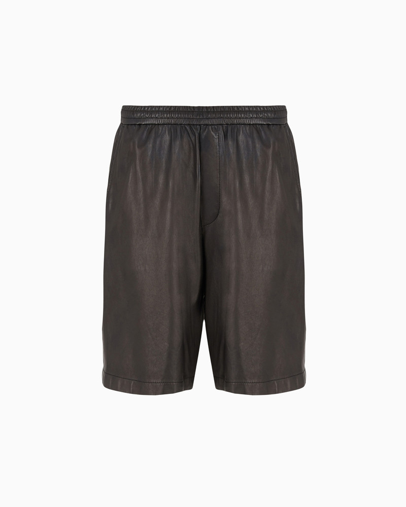 Elasticated-waist Bermuda shorts in glove-quality nappa lambskin 1
