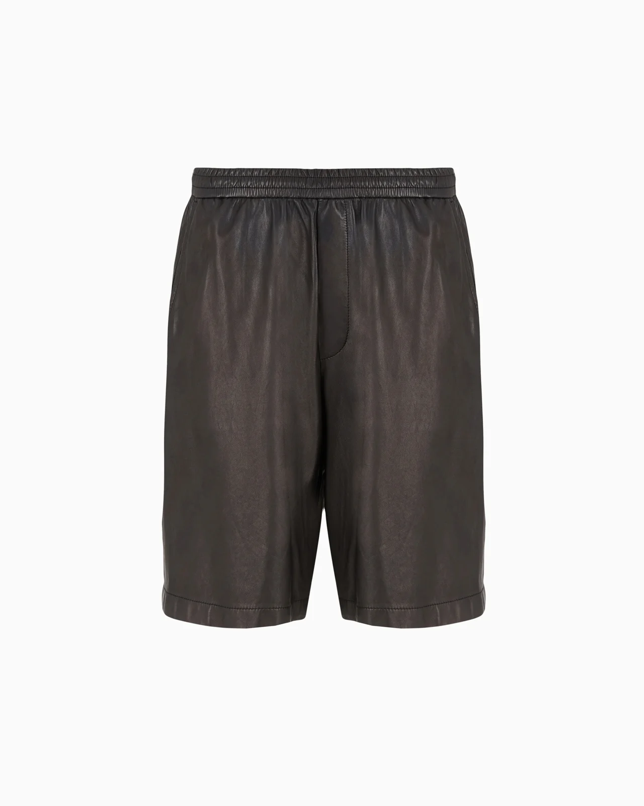 Elasticated-waist Bermuda shorts in glove-quality nappa lambskin - 1