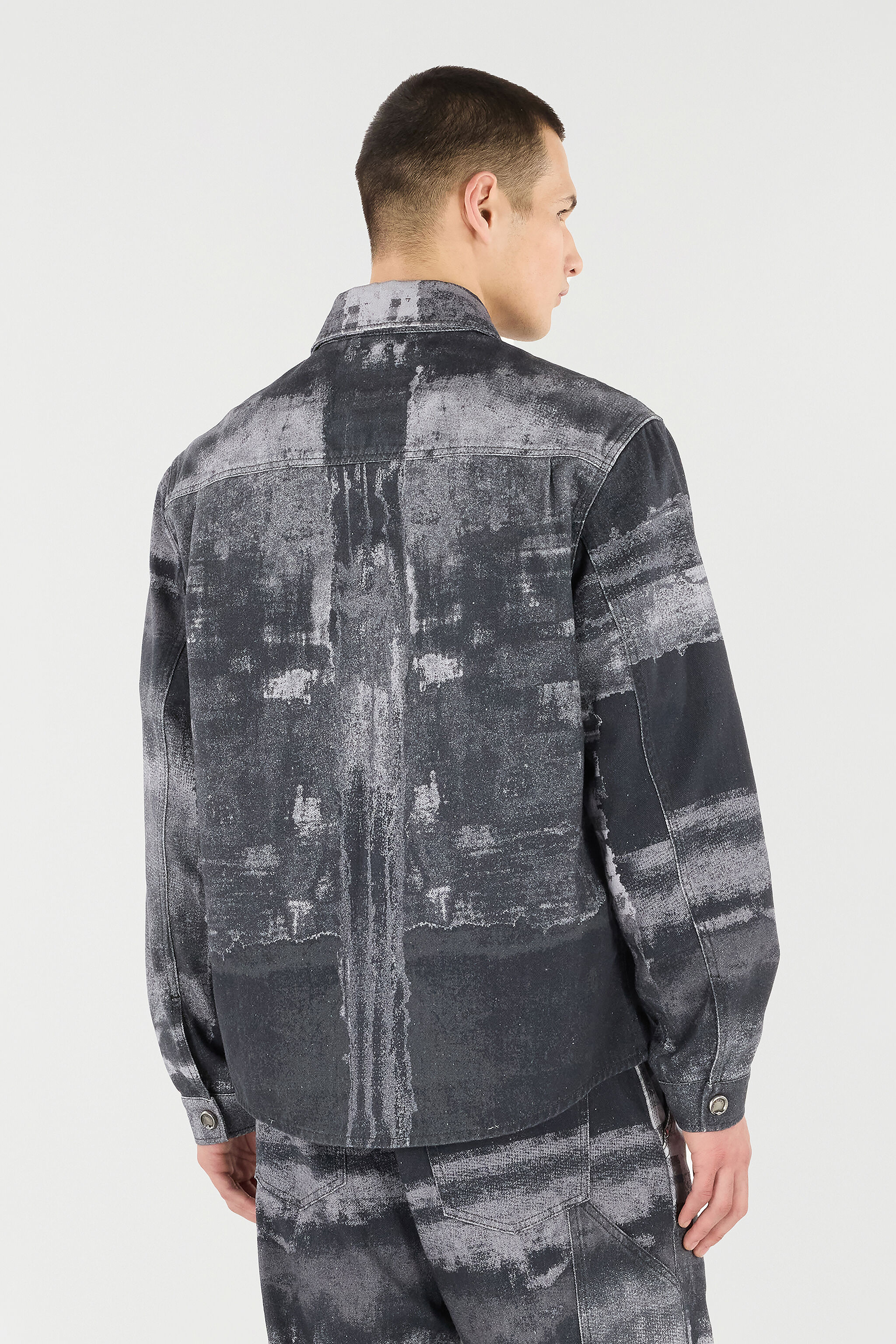 Denim Overshirt With Used Effect - 4