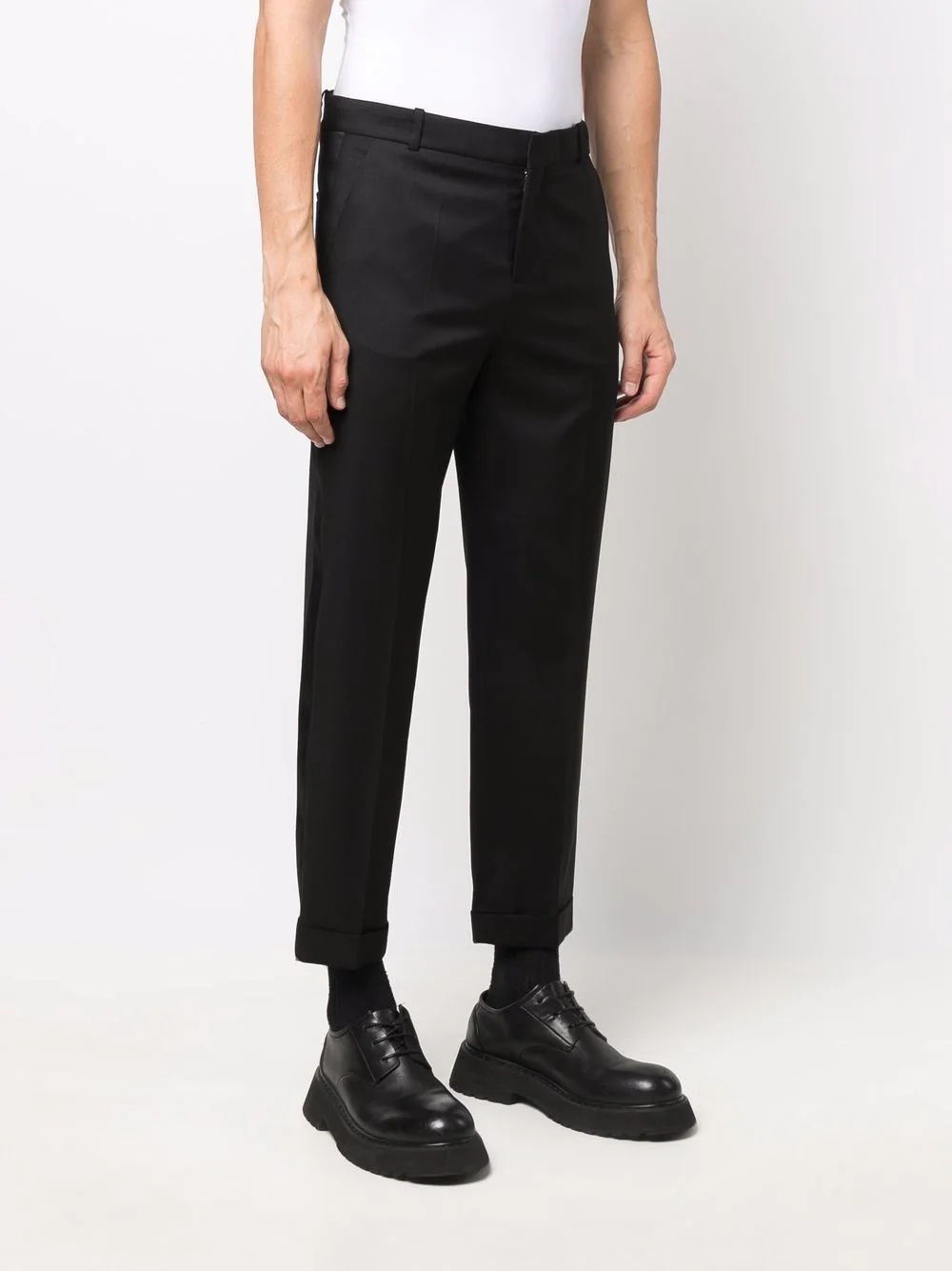 cropped straight-leg trousers - 3