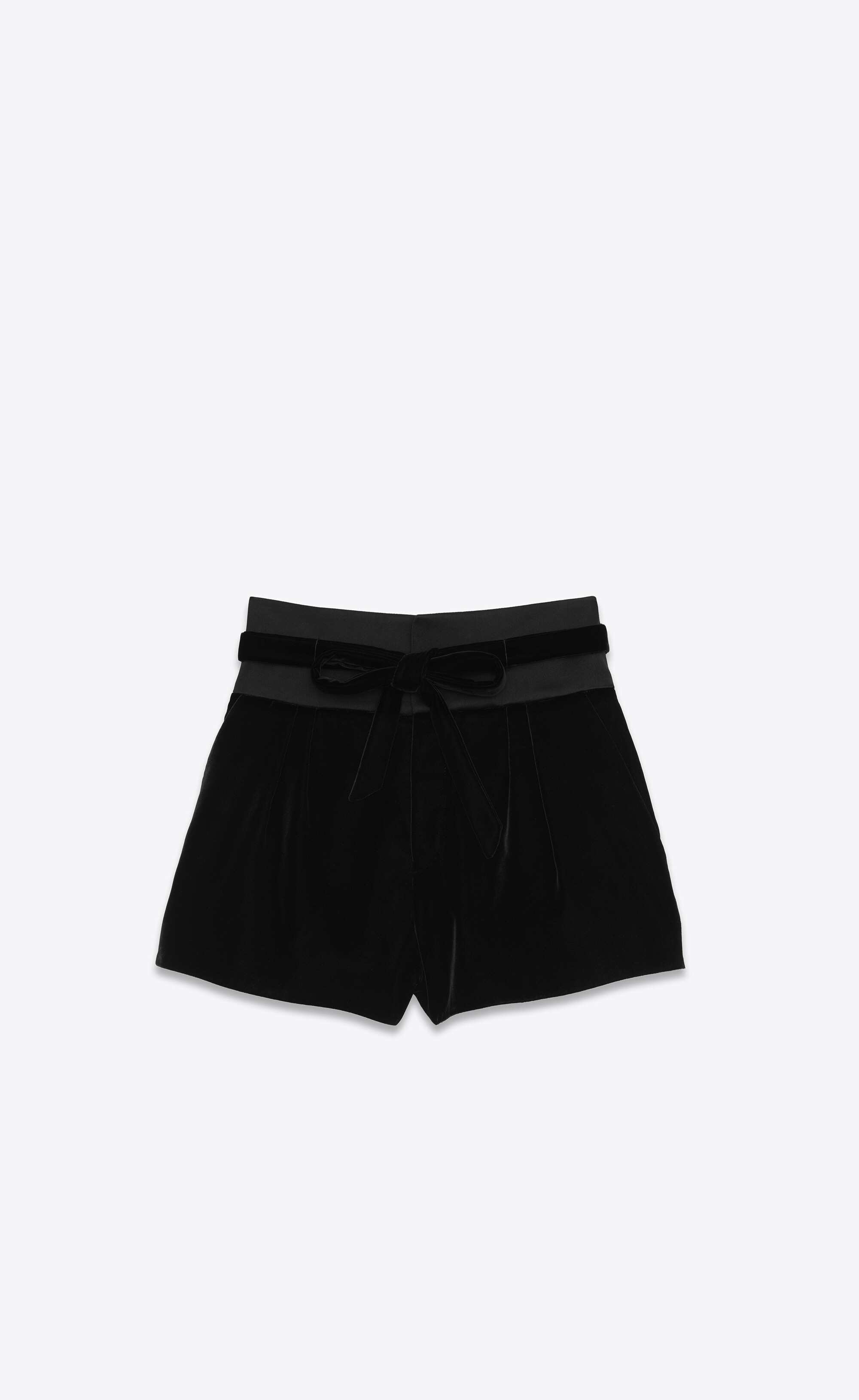 tied high-rise shorts in velvet - 1