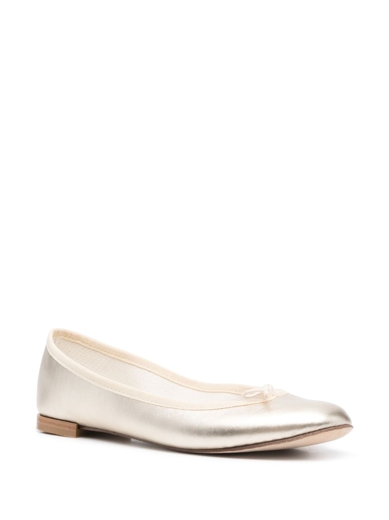 metallic bow-detail ballerina shoes - 2