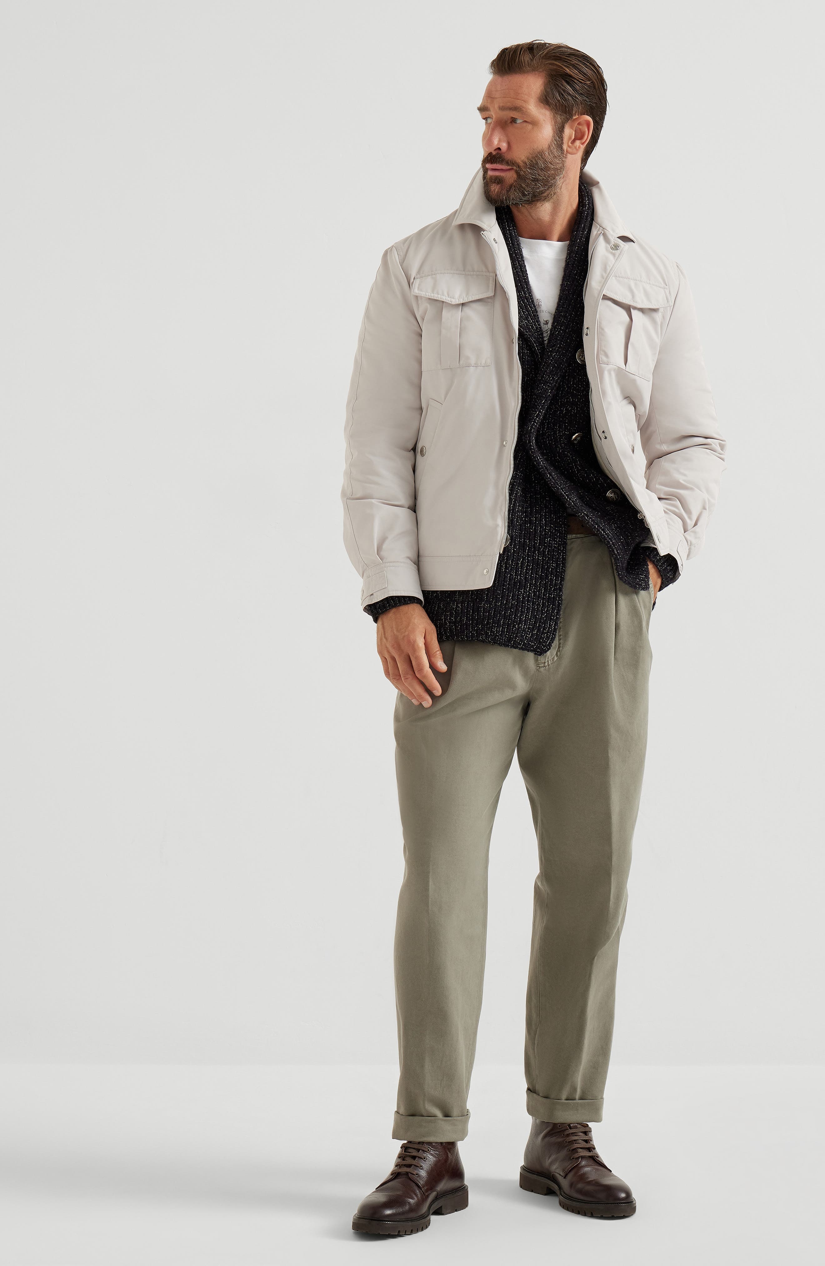 Brunello Cucinelli Double pleated trousers in Khaki at Nordstrom - 5