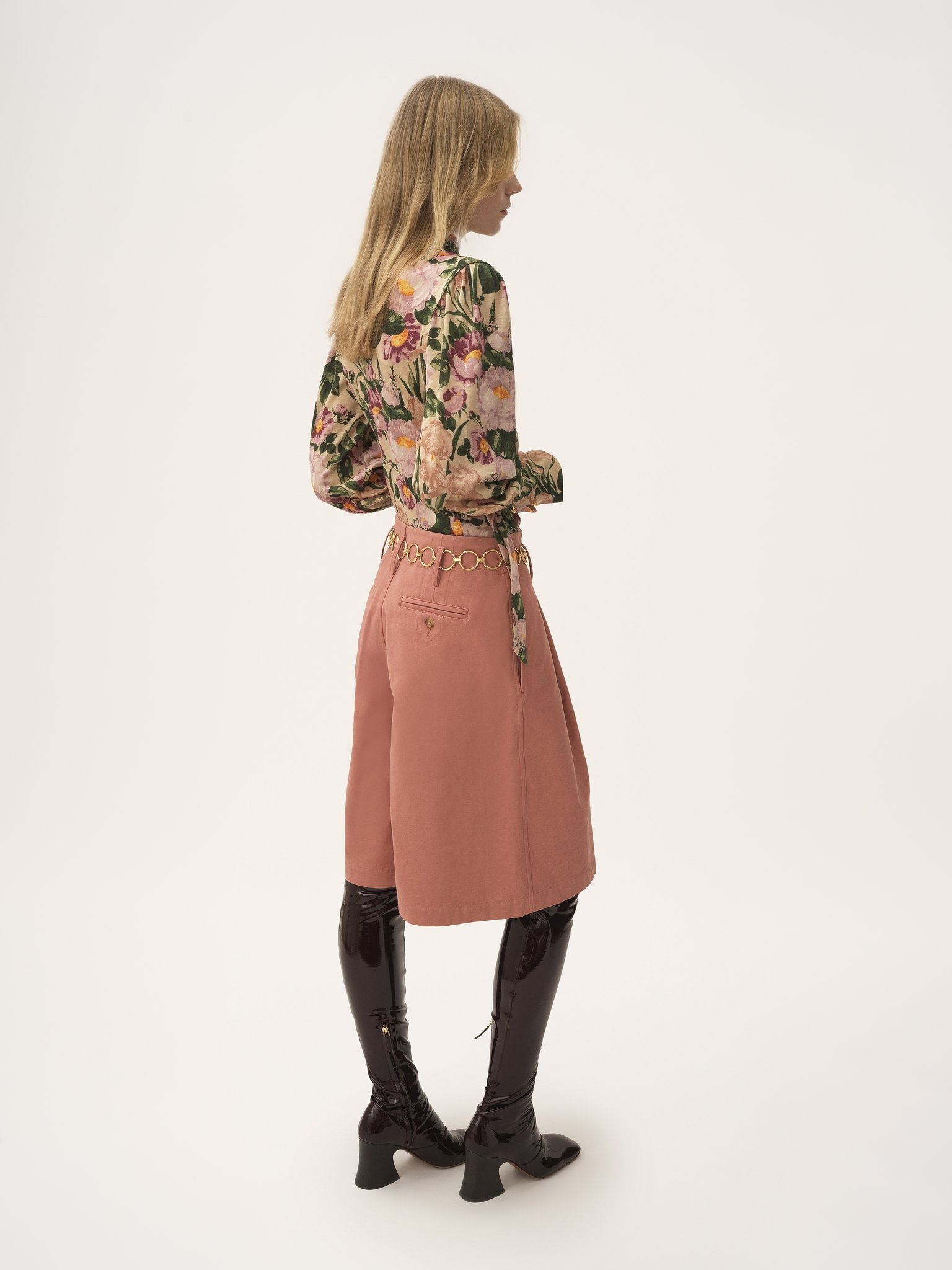 HIGH-RISE WIDE-LEG BERMUDA SHORTS IN COTTON - 6