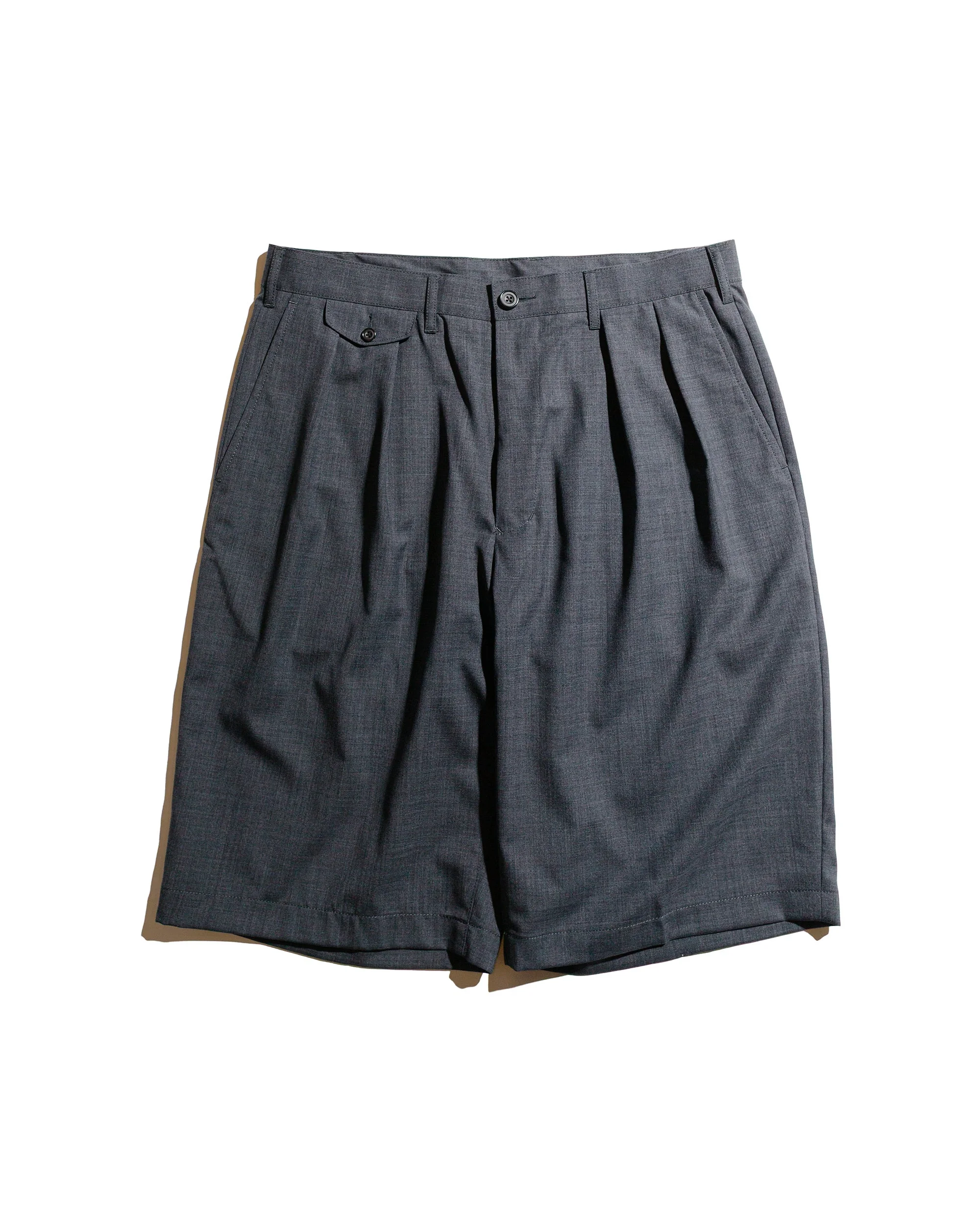 2Pleats Shorts Wool Tropical Charcoal Grey - 1