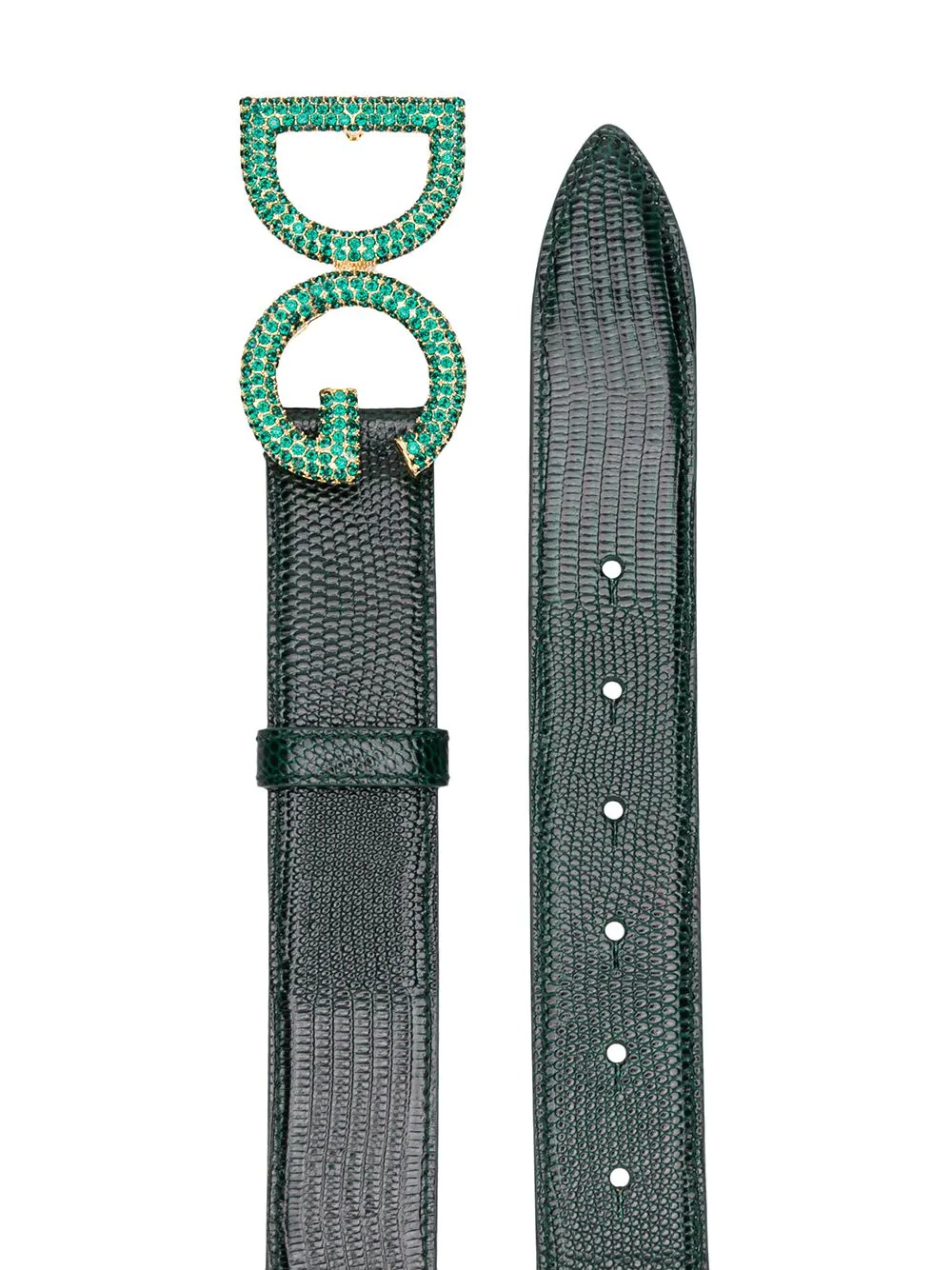 snake embossed crystal logo belt - 2