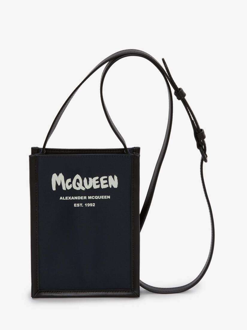 Mcqueen Graffiti Edge Mini Crossbody Bag in Navy - 1