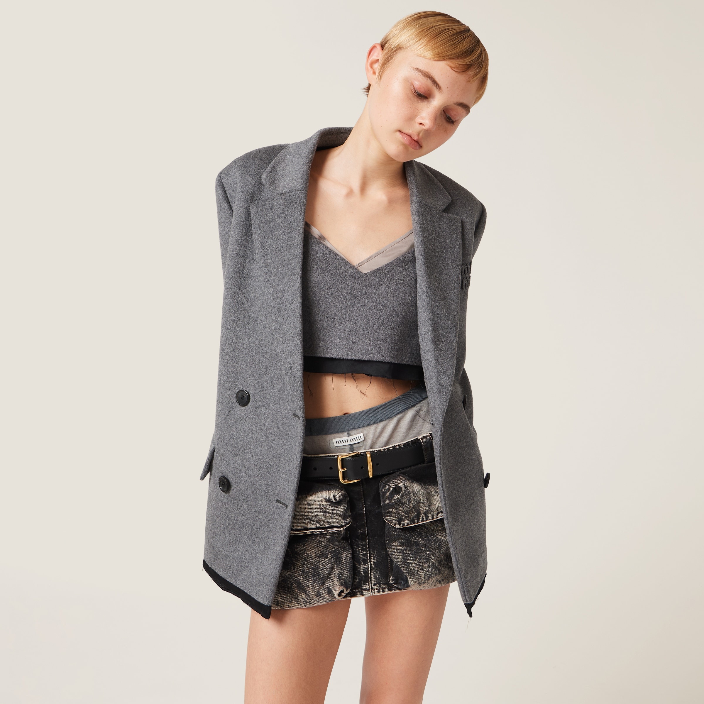 Marbleized denim miniskirt - 5