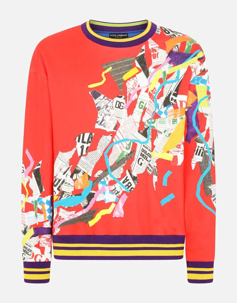 Sweatshirt with newspaper patchwork print 1