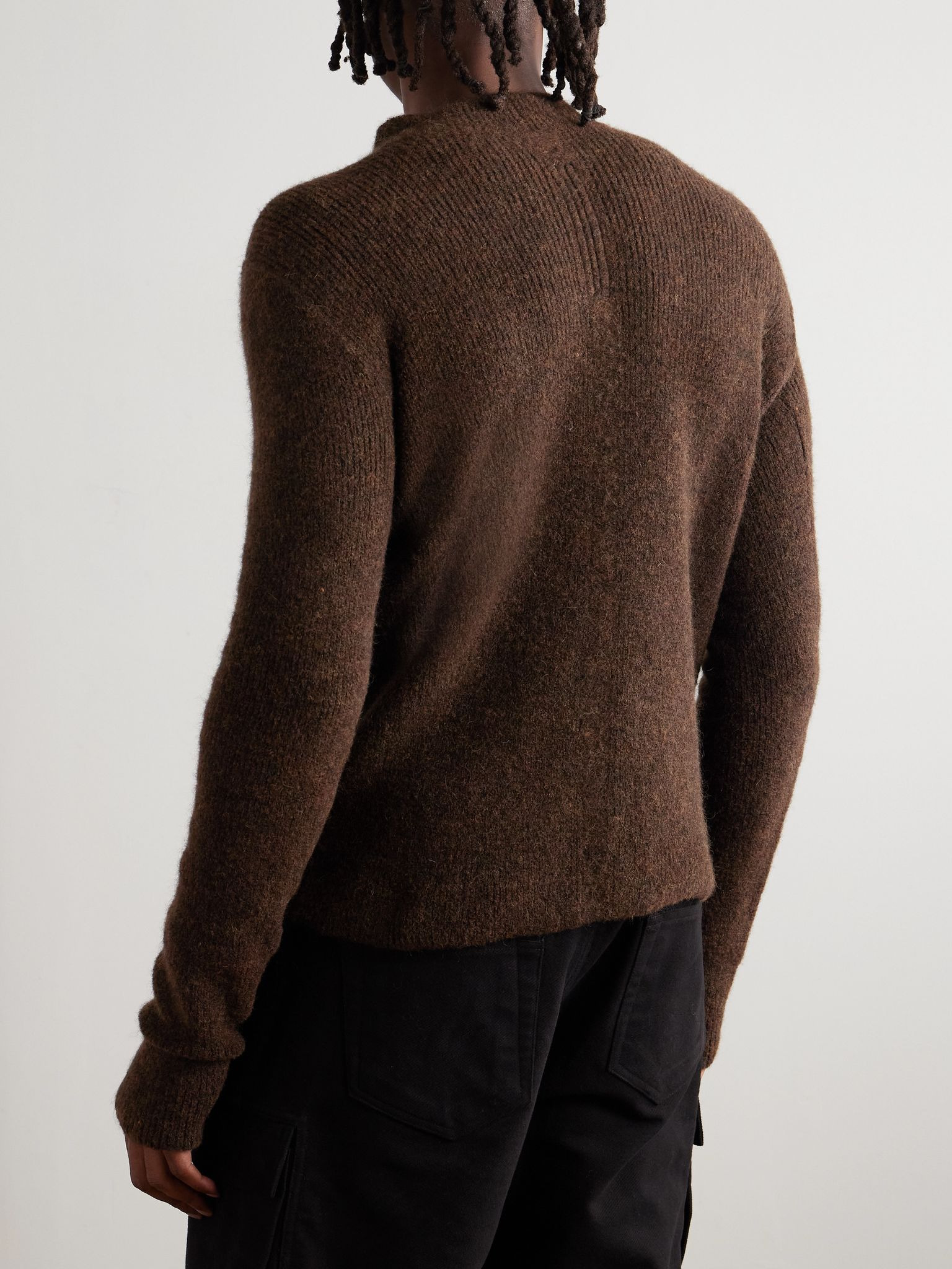 Slim-Fit Ribbed-Knit Sweater Brown - 3