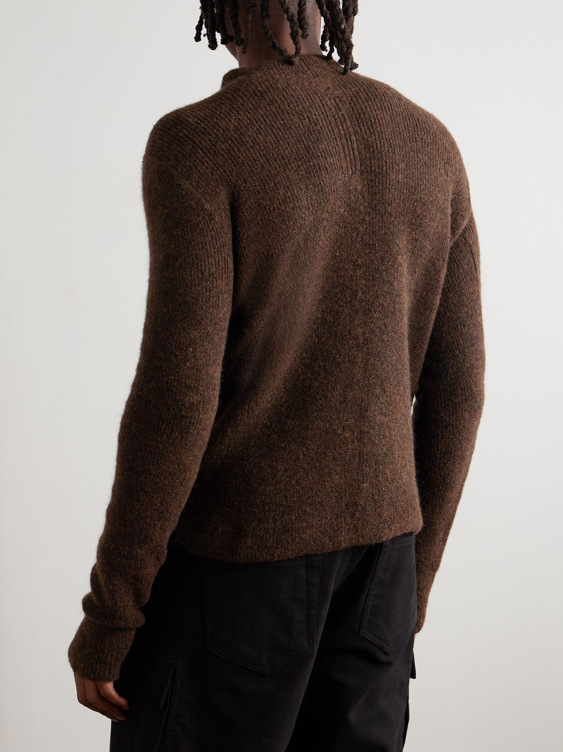 Slim-Fit Ribbed-Knit Sweater Brown 3
