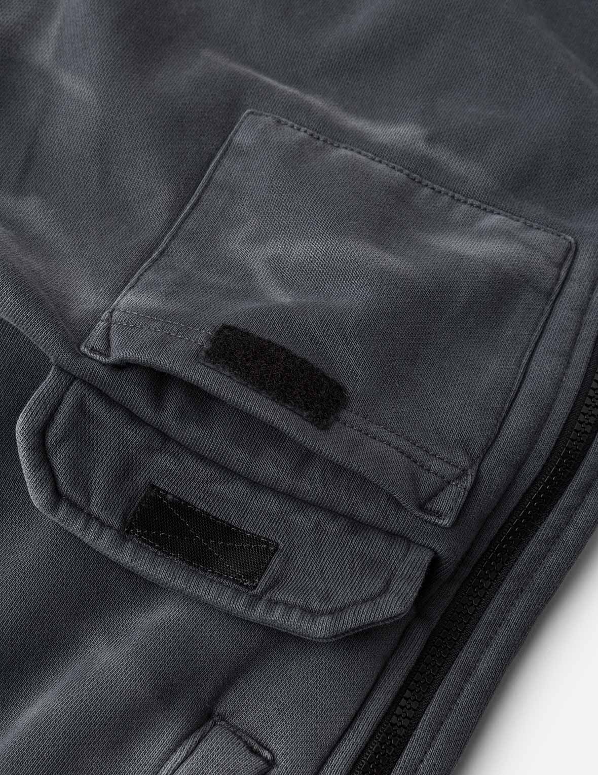 Garment Dyed Logo Print Side Zip Relax Fit Sweatpants - 8