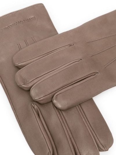 EMPORIO ARMANI debossed-logo leather gloves outlook