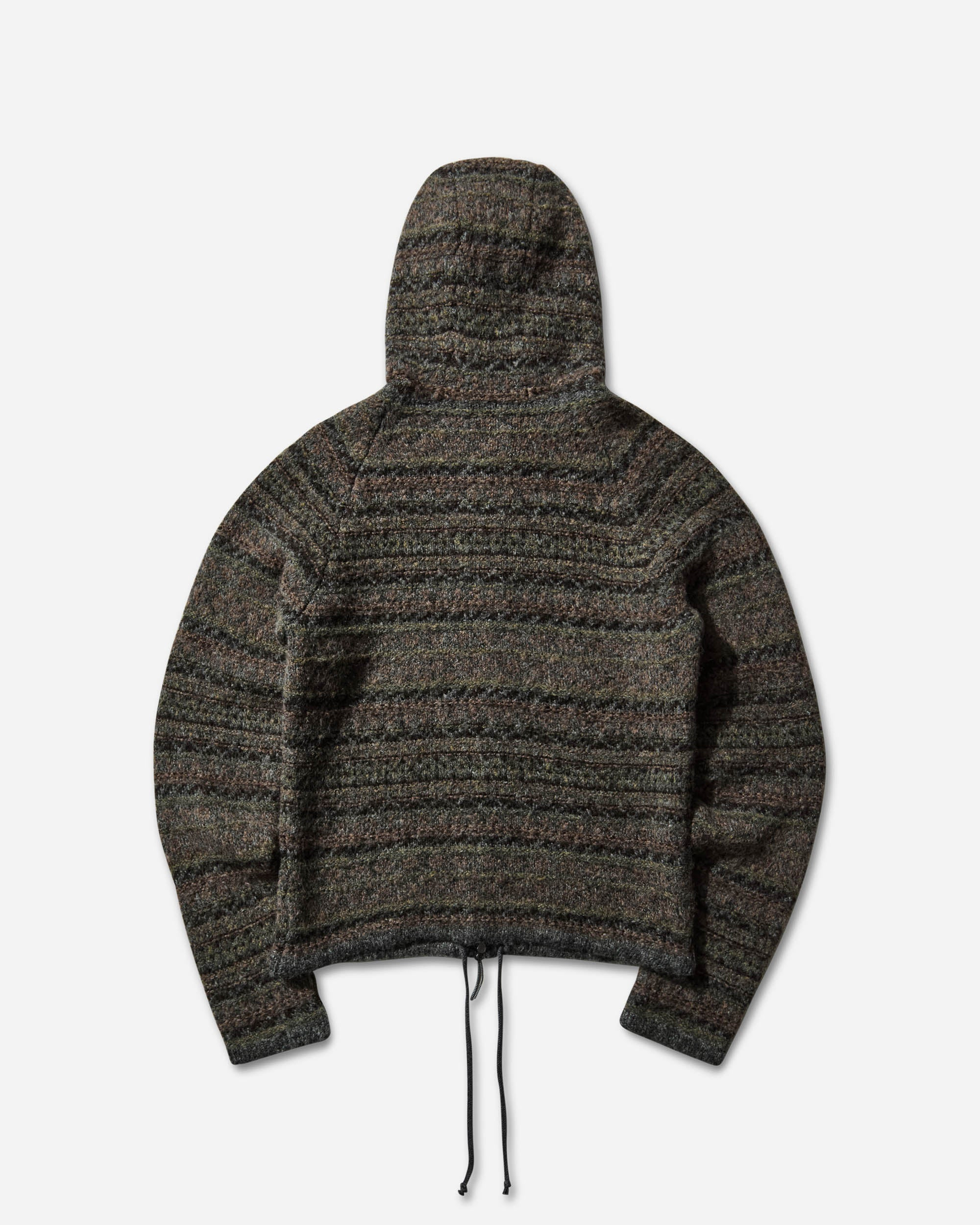 Men's Fair Isle Felted Knit Zip Up Hoodie Olive - 2