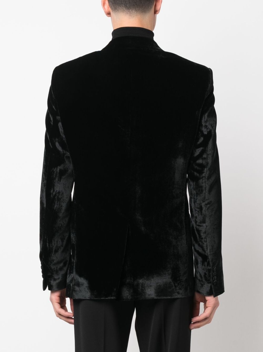 single-breasted velvet blazer - 4