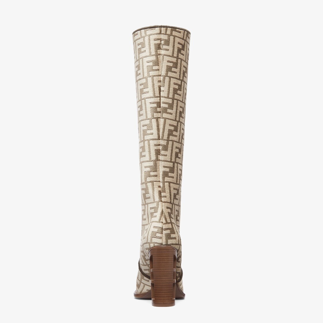 High-heeled dove gray FF chenille boots - 3