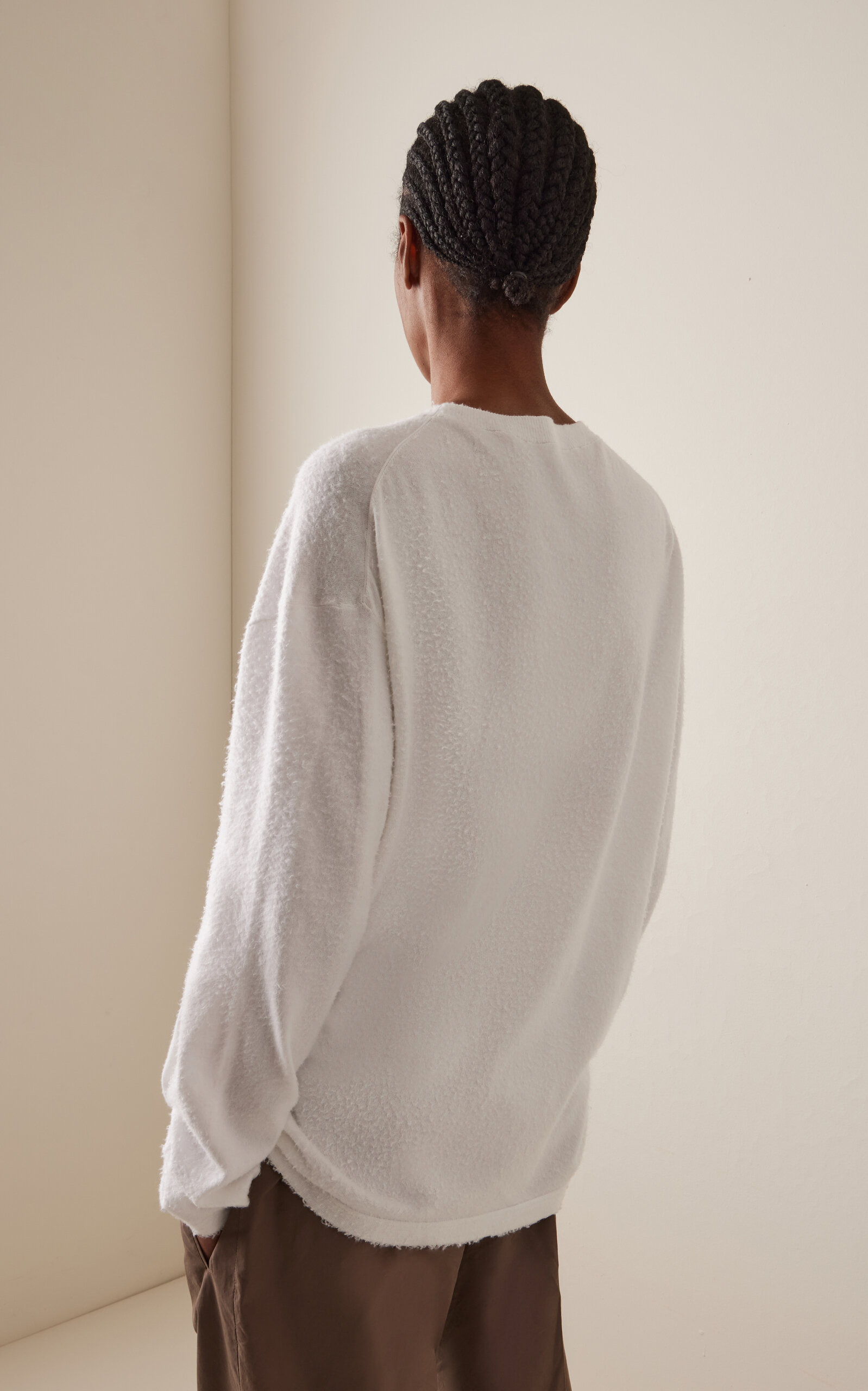 Kabira Cotton Fleece Long Sleeve Top white - 4