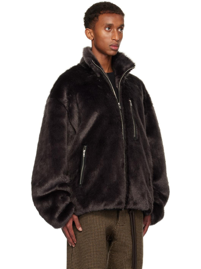 Gray Funnel Faux-Fur Track Jacket 2