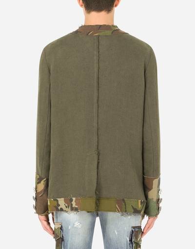 Dolce & Gabbana Deconstructed linen jacket with camouflage details outlook