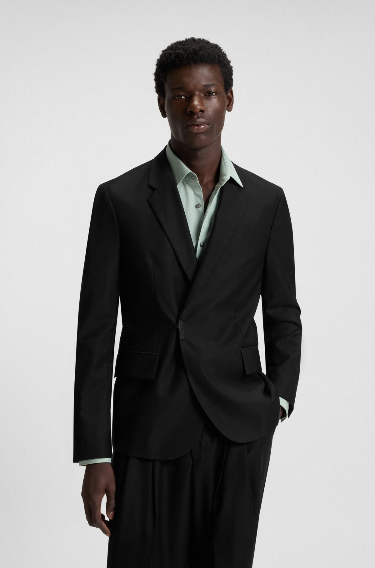 SLIM-FIT SUIT JACKET WITH LOGO CLOSURE - 2