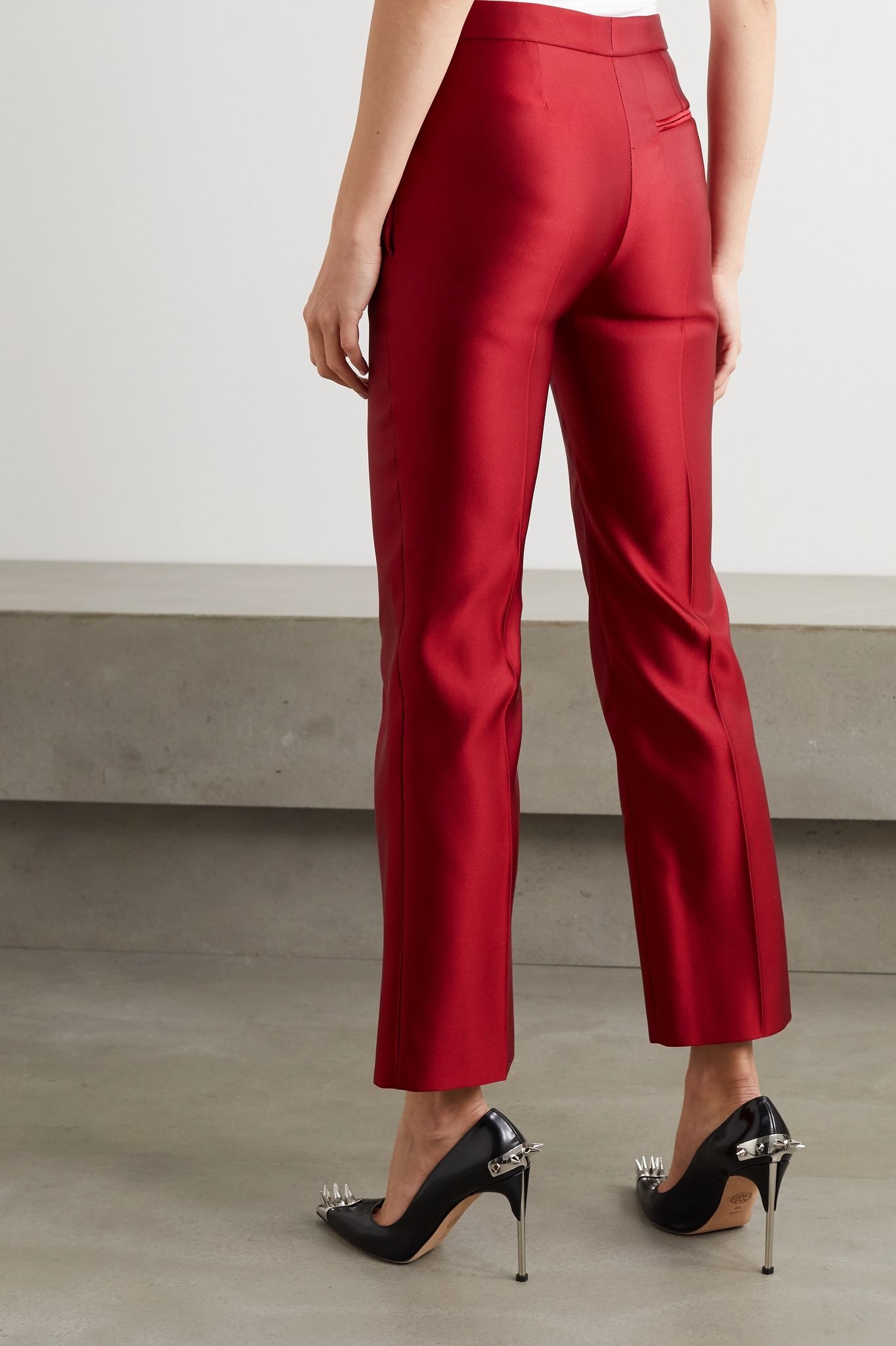 Silk-satin straight-leg pants - 3