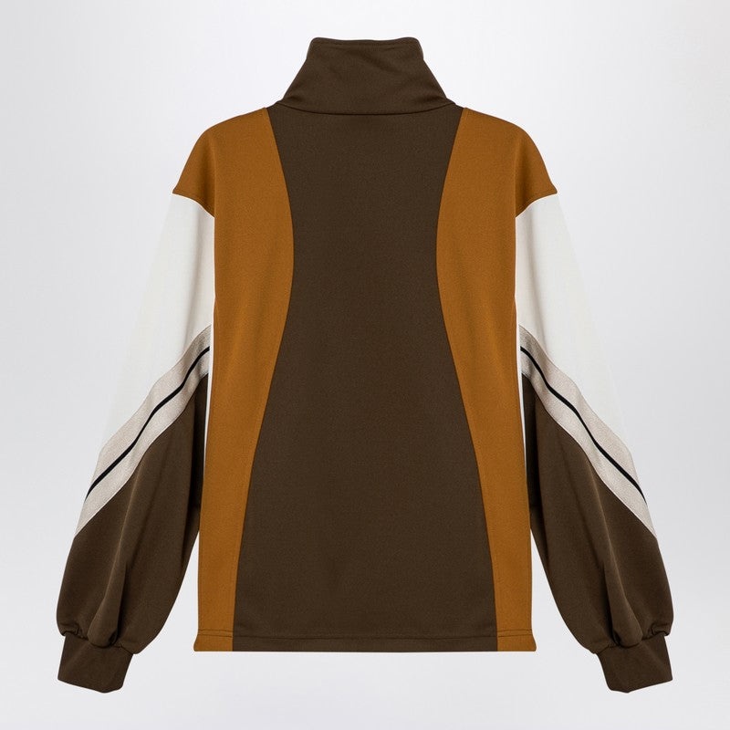 SWEATSHIRT OVER COLOUR-BLOCK BROWN/OCHRE - 2
