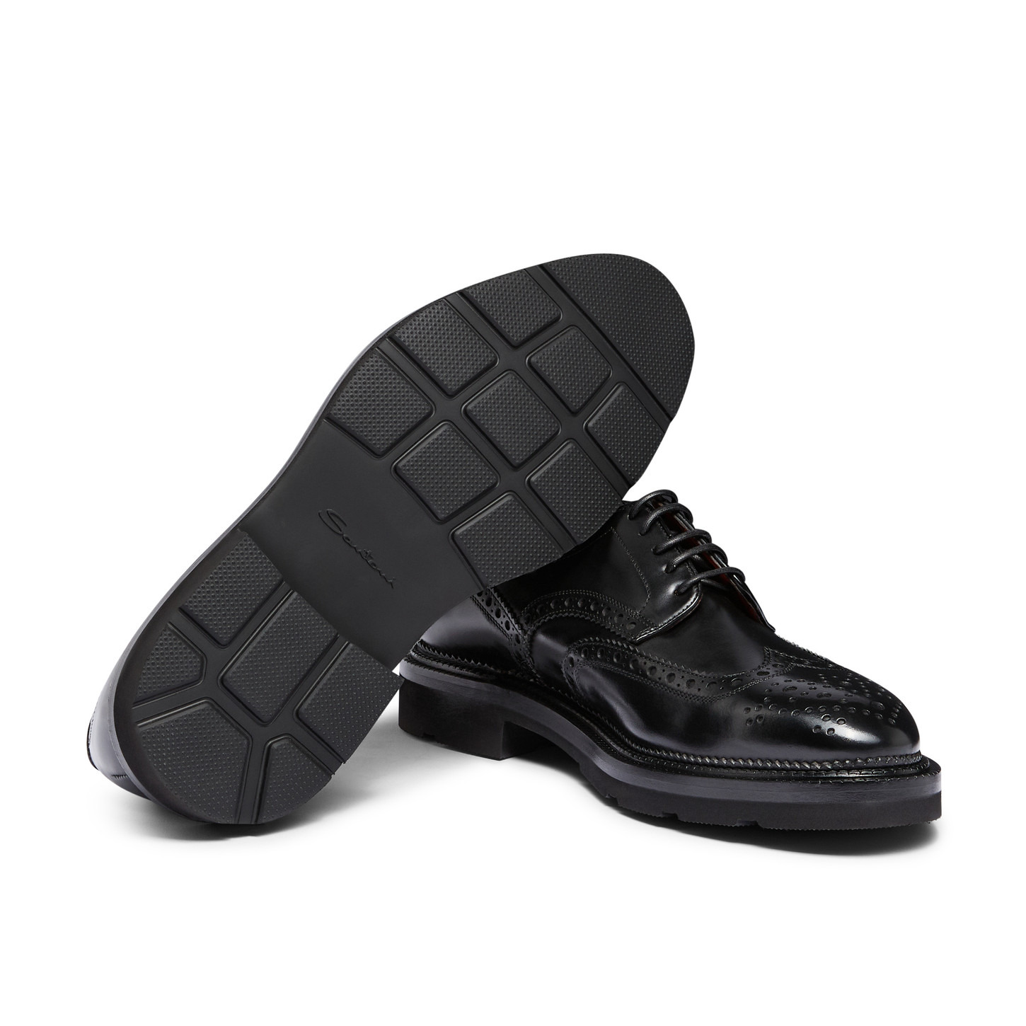 Men's black leather Derby brogue shoe - 3