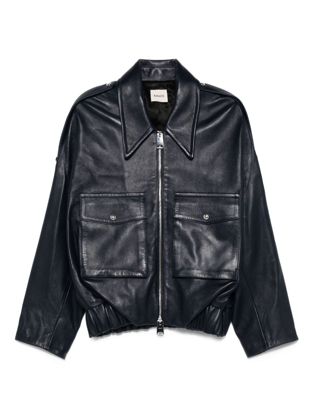 leather zip-up bomber jacket - 1