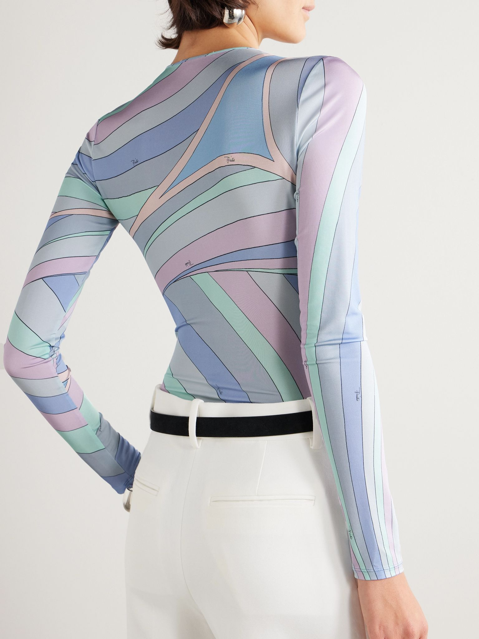 Printed jersey bodysuit Blue - 3