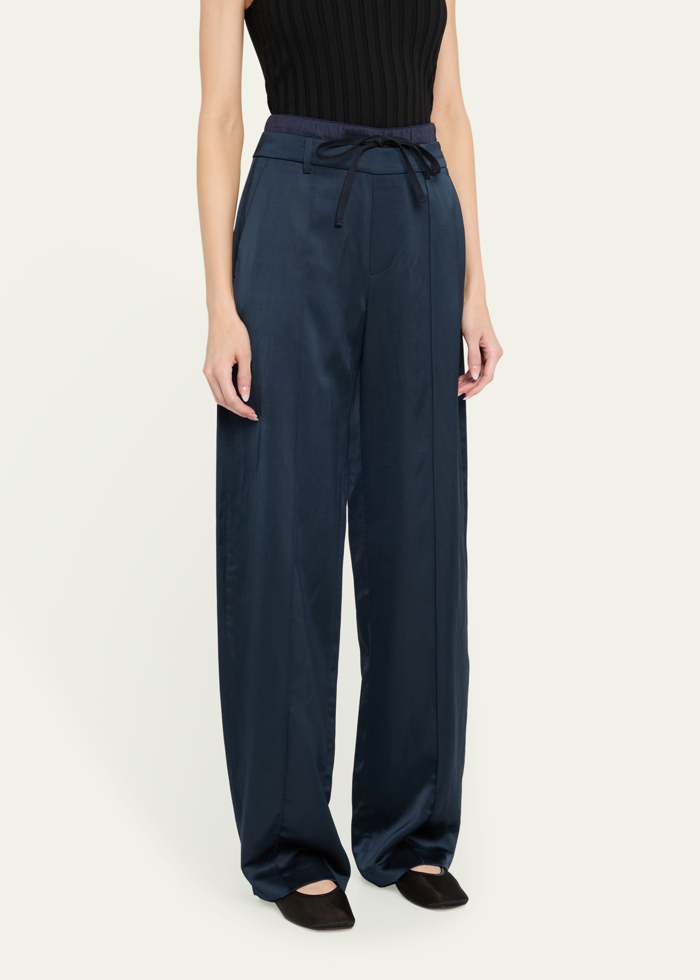 Mid-Rise Double Waistband Pants - 4
