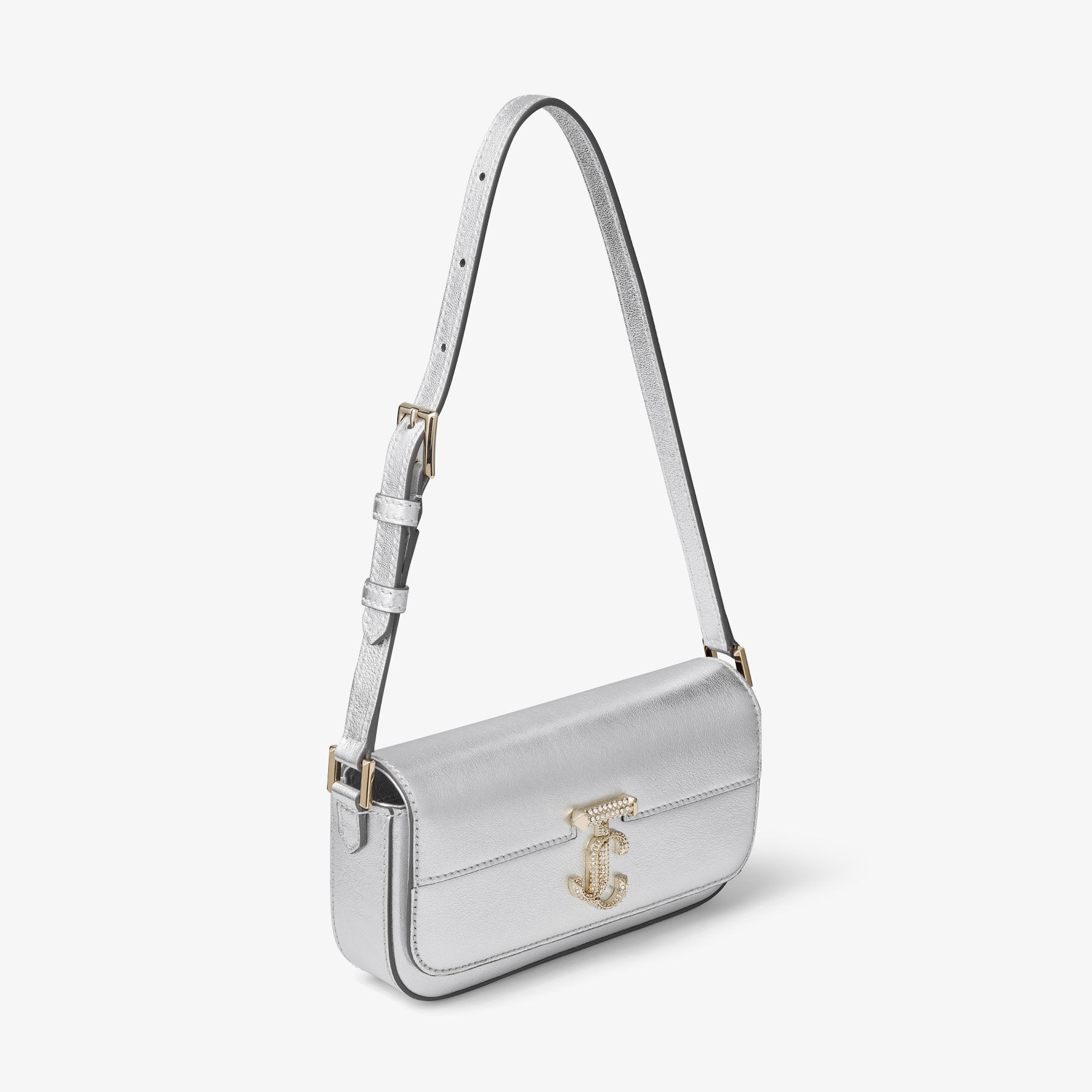 Varenne Mini Shoulder
Silver Metallic Nappa Mini Shoulder Bag with JC Emblem - 6