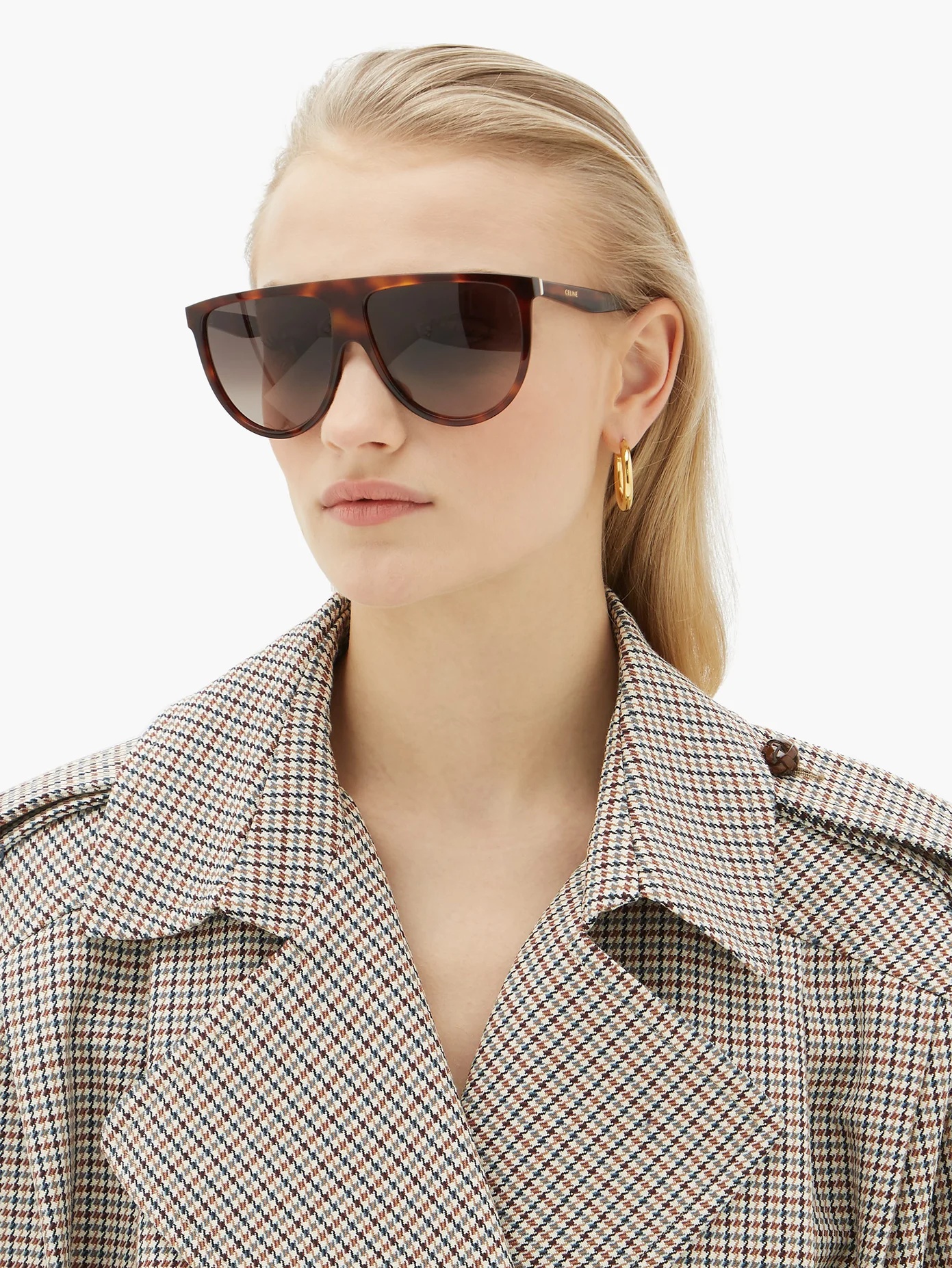 Flat-top tortoiseshell-acetate sunglasses - 3